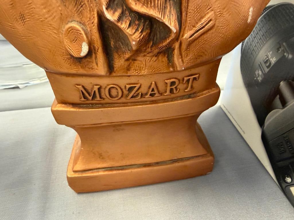 PLASTER MOZART CLASSICAL MUSICIAN COPPER FINISHED BUST - 6