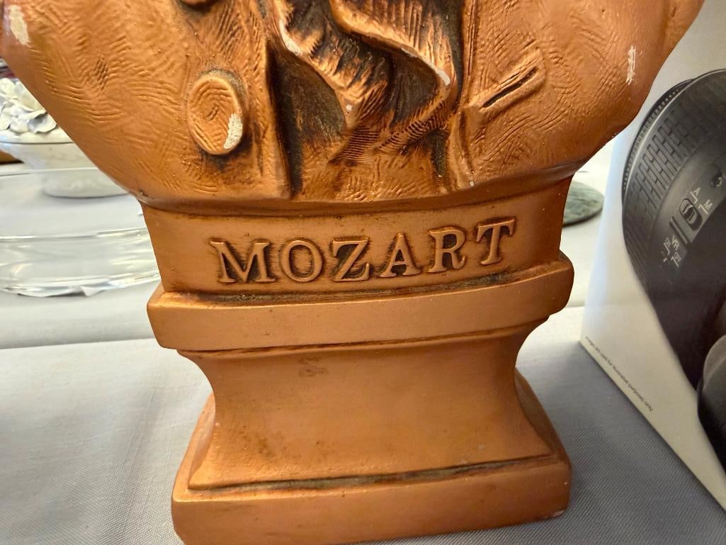 PLASTER MOZART CLASSICAL MUSICIAN COPPER FINISHED BUST - 7