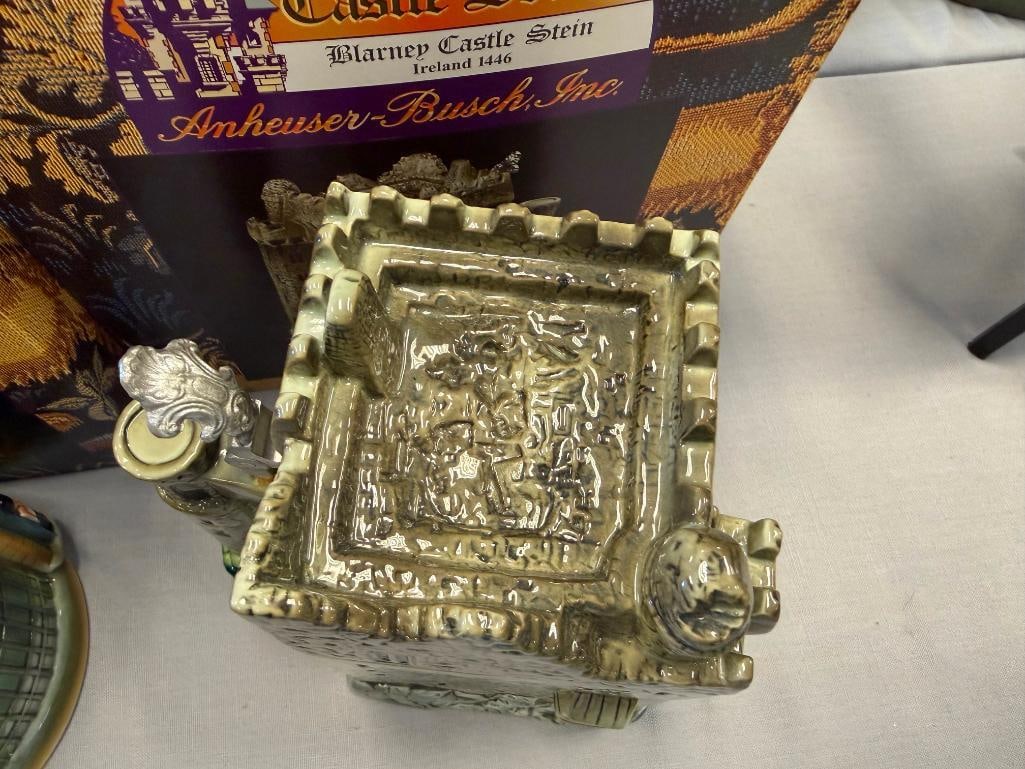 ANHEUSER-BUSCH EUROPEAN CASTLE SERIES CERAMIC RELIEF BEER STEINS WITH PEWTER FLIP LIDS - 4