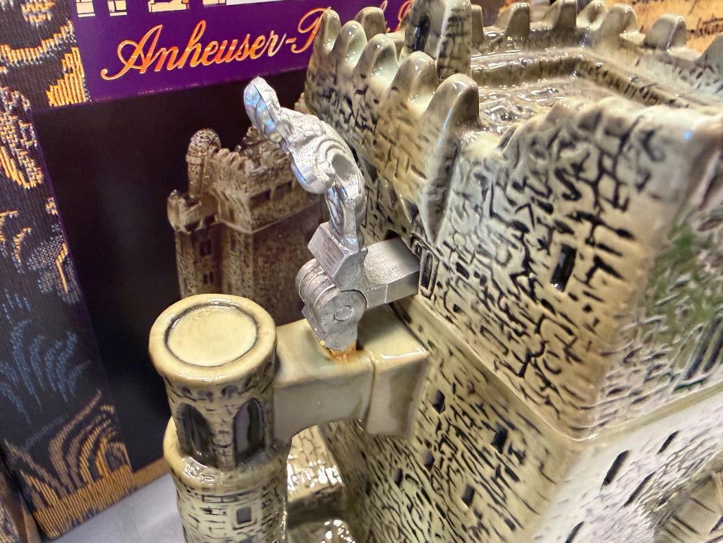ANHEUSER-BUSCH EUROPEAN CASTLE SERIES CERAMIC RELIEF BEER STEINS WITH PEWTER FLIP LIDS - 5