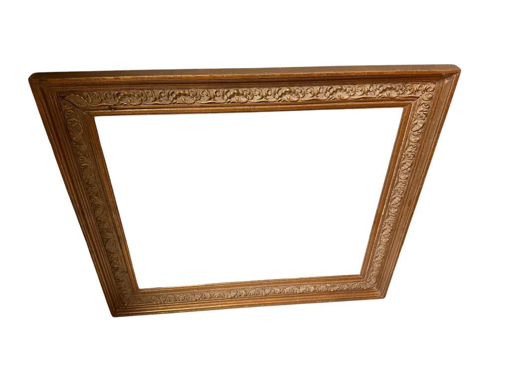 VINTAGE GILT WOOD FRAME: FEATURING ELEGANT CARVED PATTERN 27" X 23" FRAME, FITS 22" X 18" ART