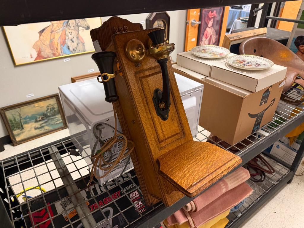 ANTIQUE STROMBER-CARLSON TELEPHONE COMPANY HAND CRANK WOOD CASE WALL PHONE - 8