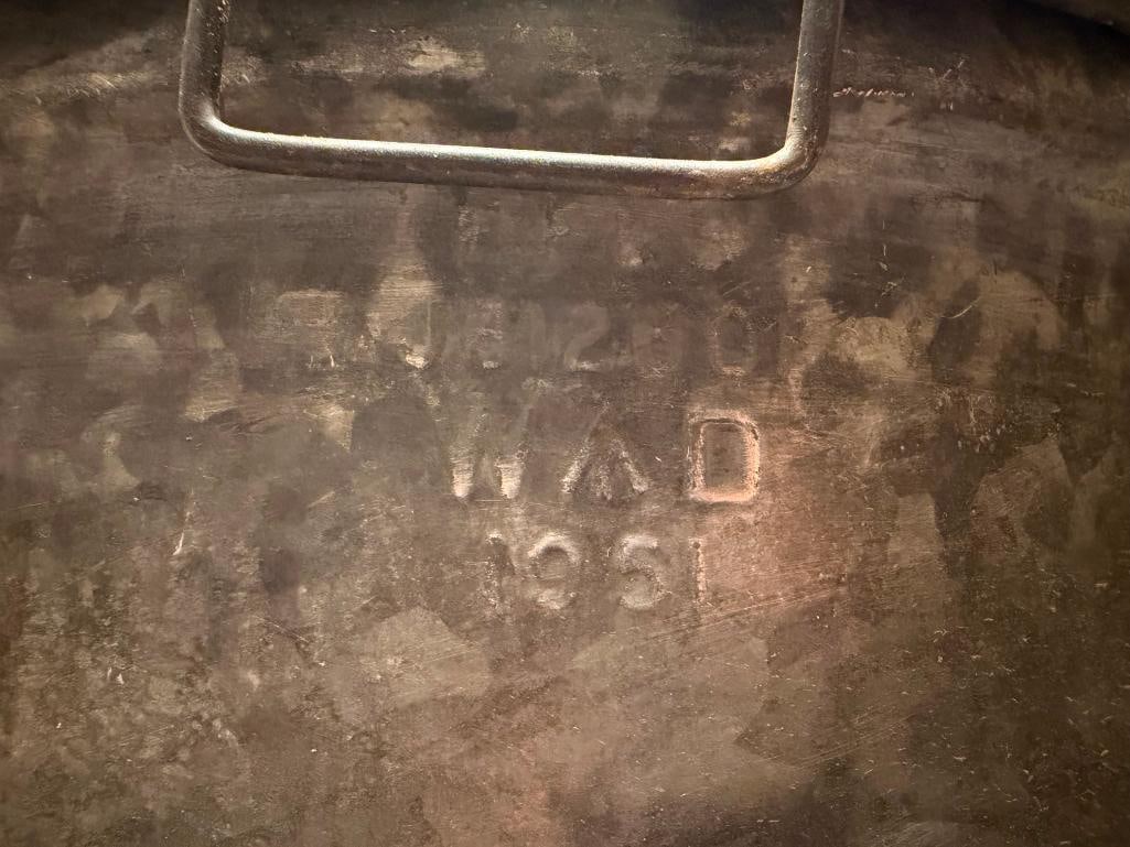 VINTAGE F.F.&S. WWII ERA MILITARY CAST ALUMINUM FIRE BUCKETS MARKED WAD 1951 AND WAD 1944 - 10