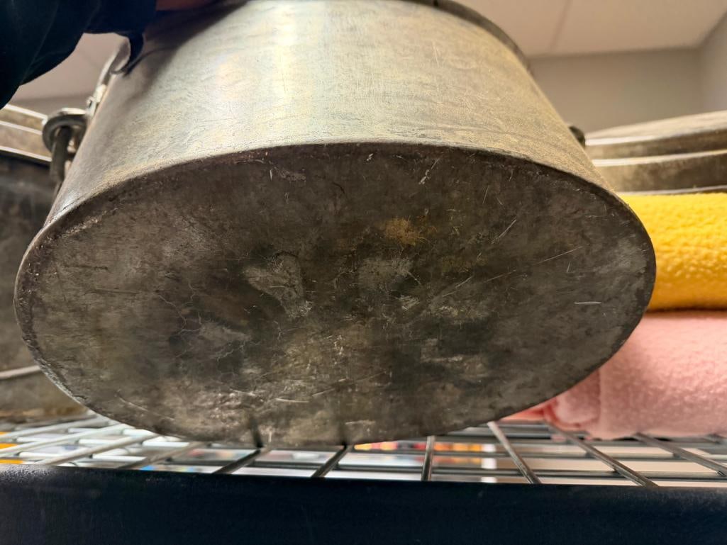 VINTAGE F.F.&S. WWII ERA MILITARY CAST ALUMINUM FIRE BUCKETS MARKED WAD 1951 AND WAD 1944 - 8