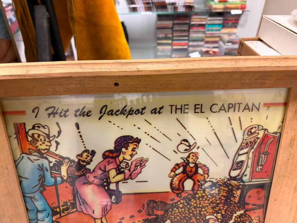 VINTAGE EL CAPITAN HAWTHORNE, NEVADA CARTOON ADVERTISEMENT SIGN "I HIT THE JACKPOT AT EL CAPITAN" - 5