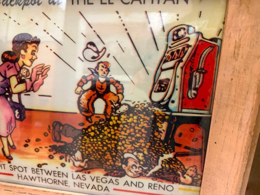 VINTAGE EL CAPITAN HAWTHORNE, NEVADA CARTOON ADVERTISEMENT SIGN "I HIT THE JACKPOT AT EL CAPITAN" - 7