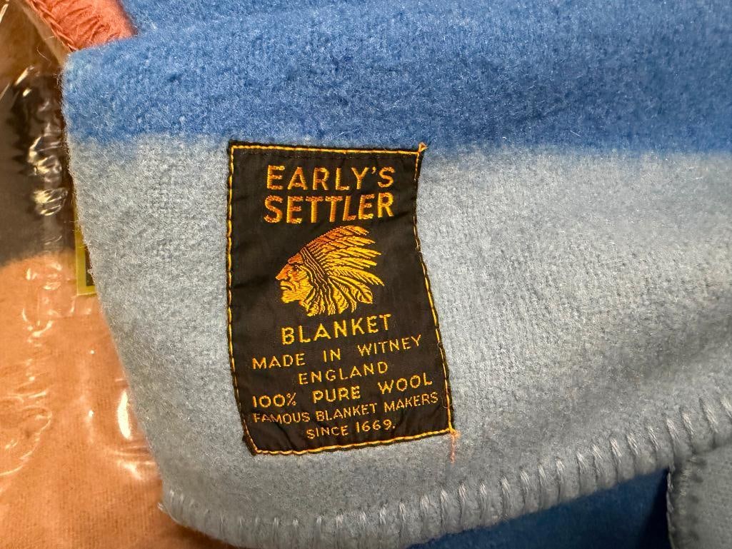 FOUR VARIOUS COLORED WOOL BLANKETS - 9