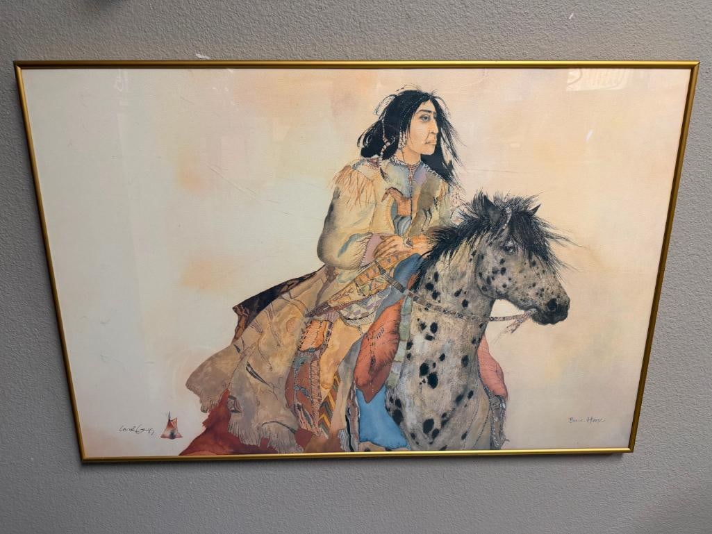 " BRAVE HORSE " PRINT BY CAROL GRIGG DEPICTING NATIVE AMERICAN MAN ON HORSEBACK - 2
