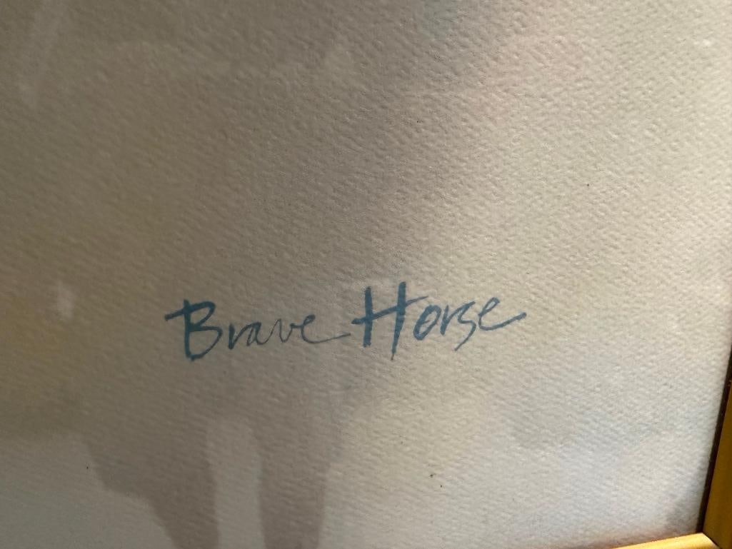 " BRAVE HORSE " PRINT BY CAROL GRIGG DEPICTING NATIVE AMERICAN MAN ON HORSEBACK - 4