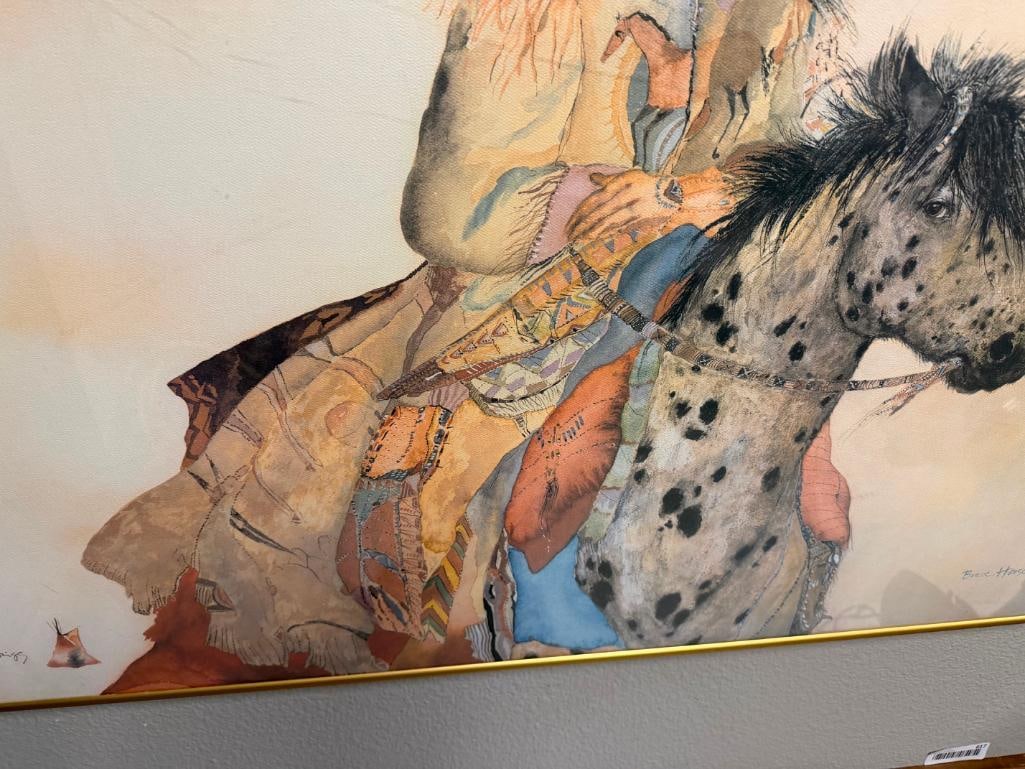 " BRAVE HORSE " PRINT BY CAROL GRIGG DEPICTING NATIVE AMERICAN MAN ON HORSEBACK - 8