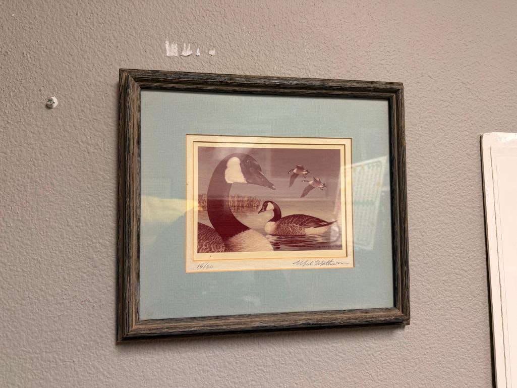 LIMITED EDITION SIGNED AND NUMBERED PRINT BY MEL MATHEWSON OF CANADA GEESE - 3