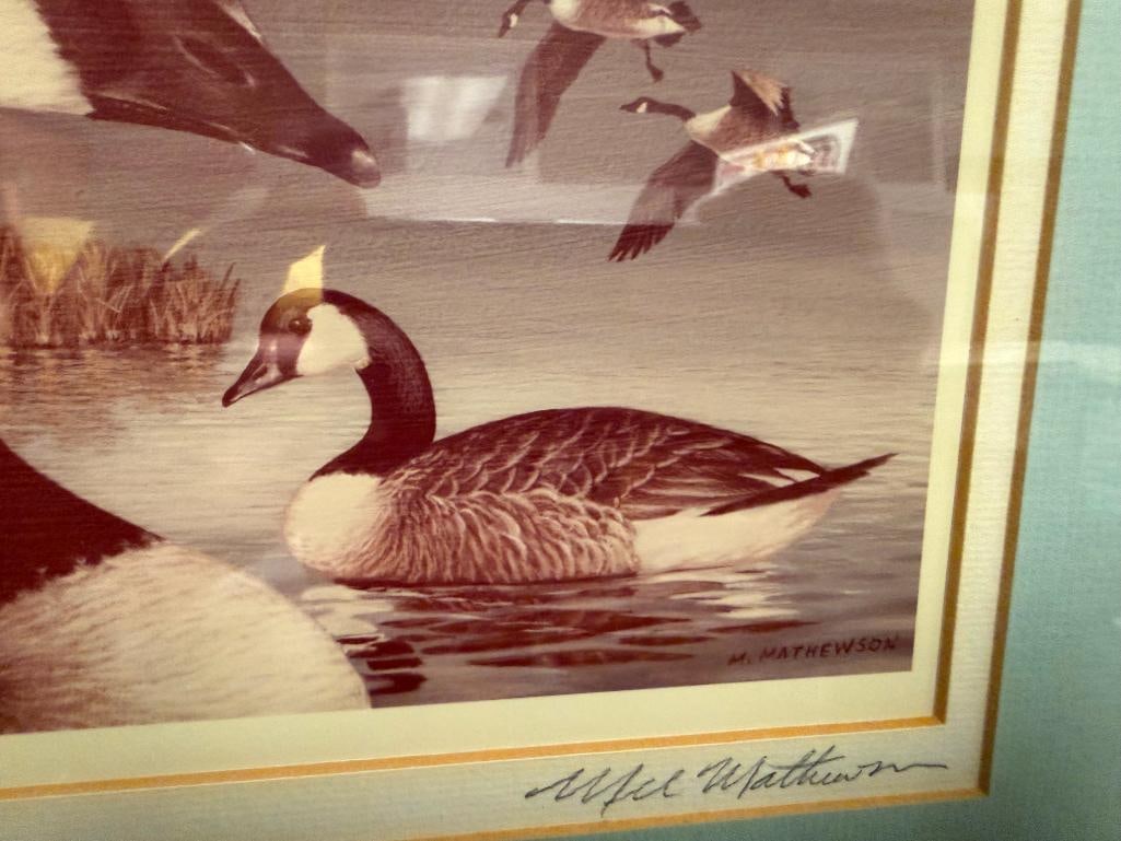 LIMITED EDITION SIGNED AND NUMBERED PRINT BY MEL MATHEWSON OF CANADA GEESE - 9