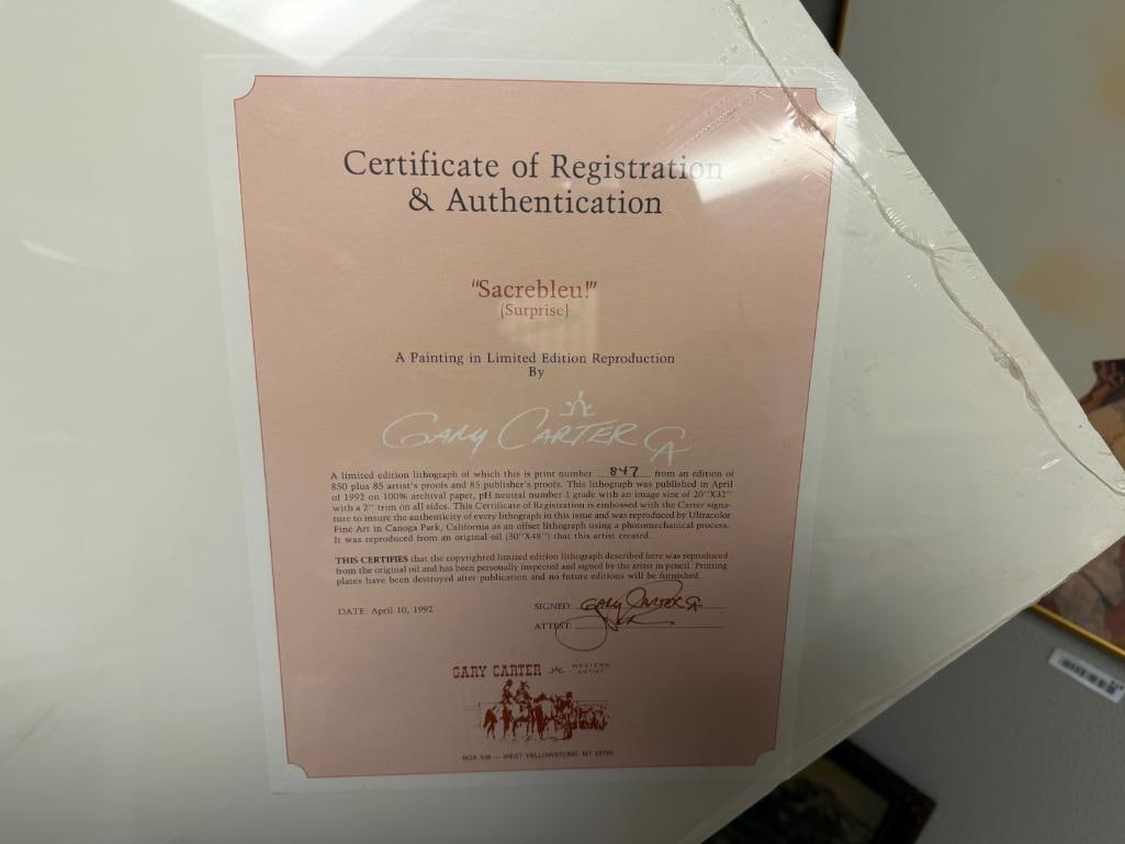 GARY CARTER ARTIST SIGNED AND NUMBERED LIMITED EDITION PRINT " SACREBLEU " / SURPRISE - 14
