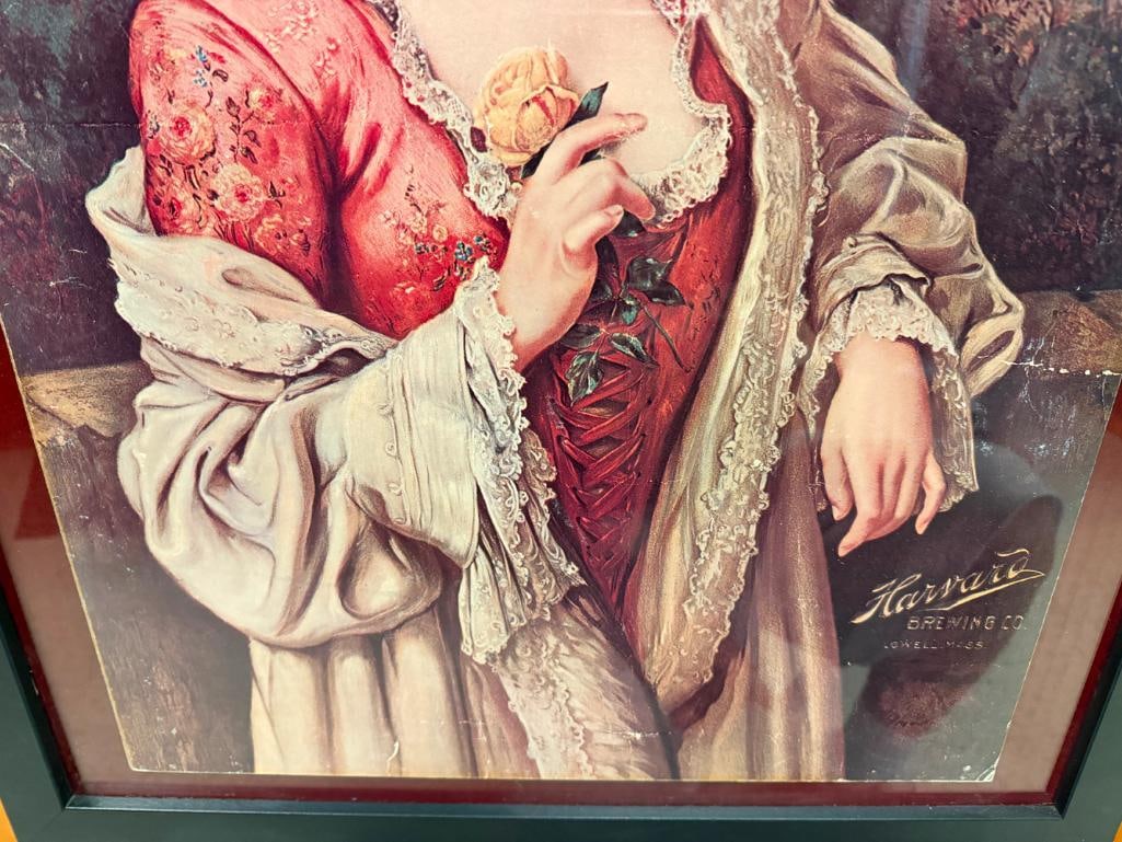 ANTIQUE EARLY 1900'S HARVARD BREWING CO. VICTORIAN WOMAN BEER ADVERTISEMENT POSTER - 13