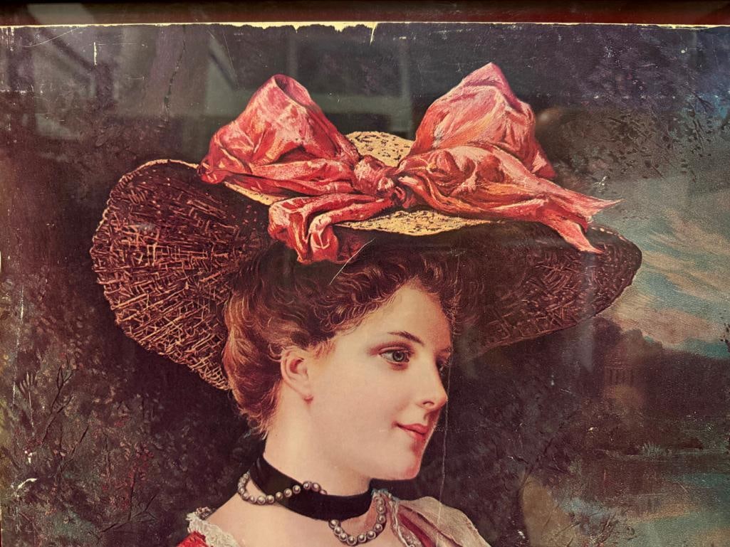 ANTIQUE EARLY 1900'S HARVARD BREWING CO. VICTORIAN WOMAN BEER ADVERTISEMENT POSTER - 4