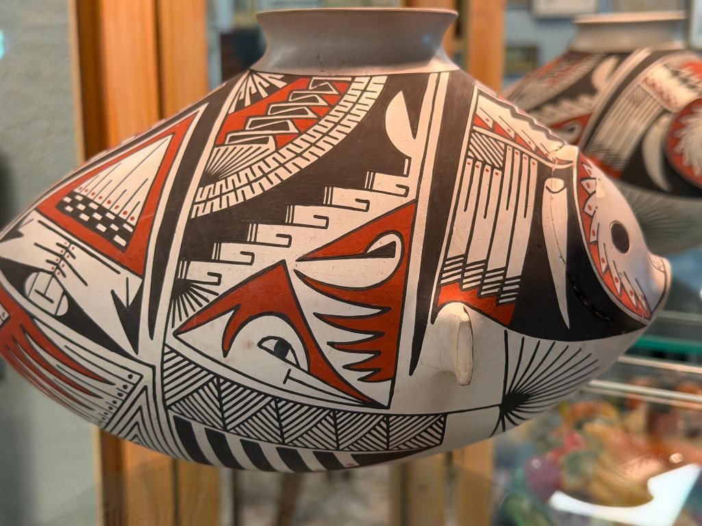 CASA GRANDES ADRIAN ROJAS SOUTHWESTERN MATA ORTIZ POTTERY GEOMETRIC DESIGN FISH VESSEL CHIHUAHUA,... - 2