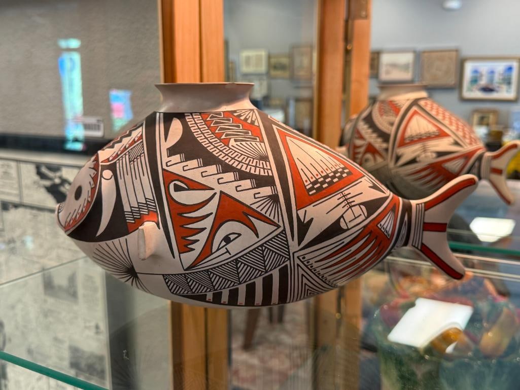 CASA GRANDES ADRIAN ROJAS SOUTHWESTERN MATA ORTIZ POTTERY GEOMETRIC DESIGN FISH VESSEL CHIHUAHUA,... - 5