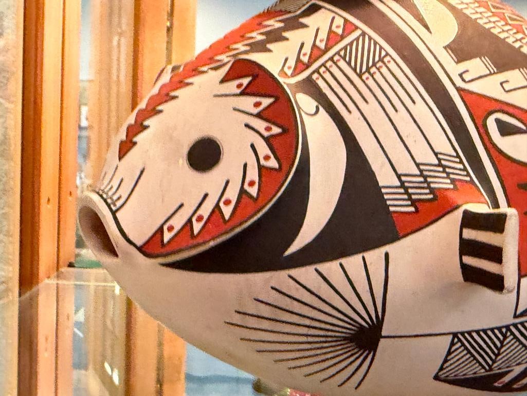 CASA GRANDES ADRIAN ROJAS SOUTHWESTERN MATA ORTIZ POTTERY GEOMETRIC DESIGN FISH VESSEL CHIHUAHUA,... - 7