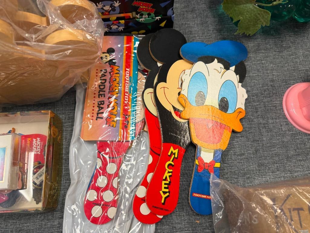 WALT DISNEY COLLECTIBLES GLASS CUP, PADDLE BOARDS, VINYL DOLLS, KEYCHAINS, ETC. - 3