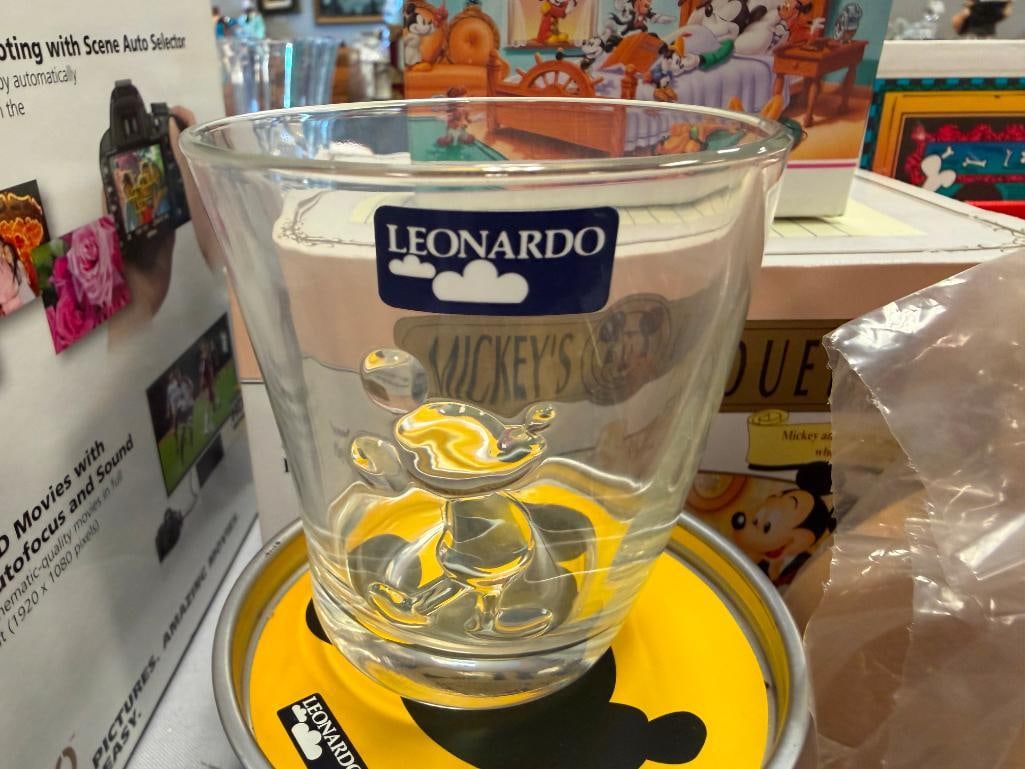 WALT DISNEY COLLECTIBLES GLASS CUP, PADDLE BOARDS, VINYL DOLLS, KEYCHAINS, ETC. - 6