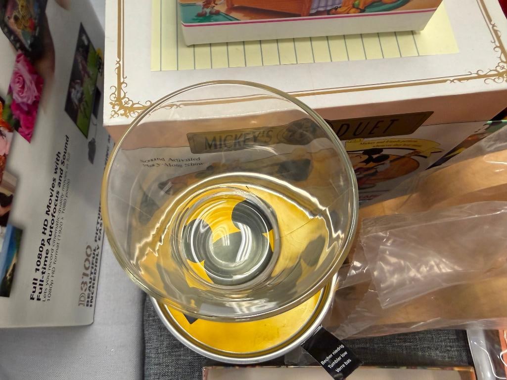 WALT DISNEY COLLECTIBLES GLASS CUP, PADDLE BOARDS, VINYL DOLLS, KEYCHAINS, ETC. - 7
