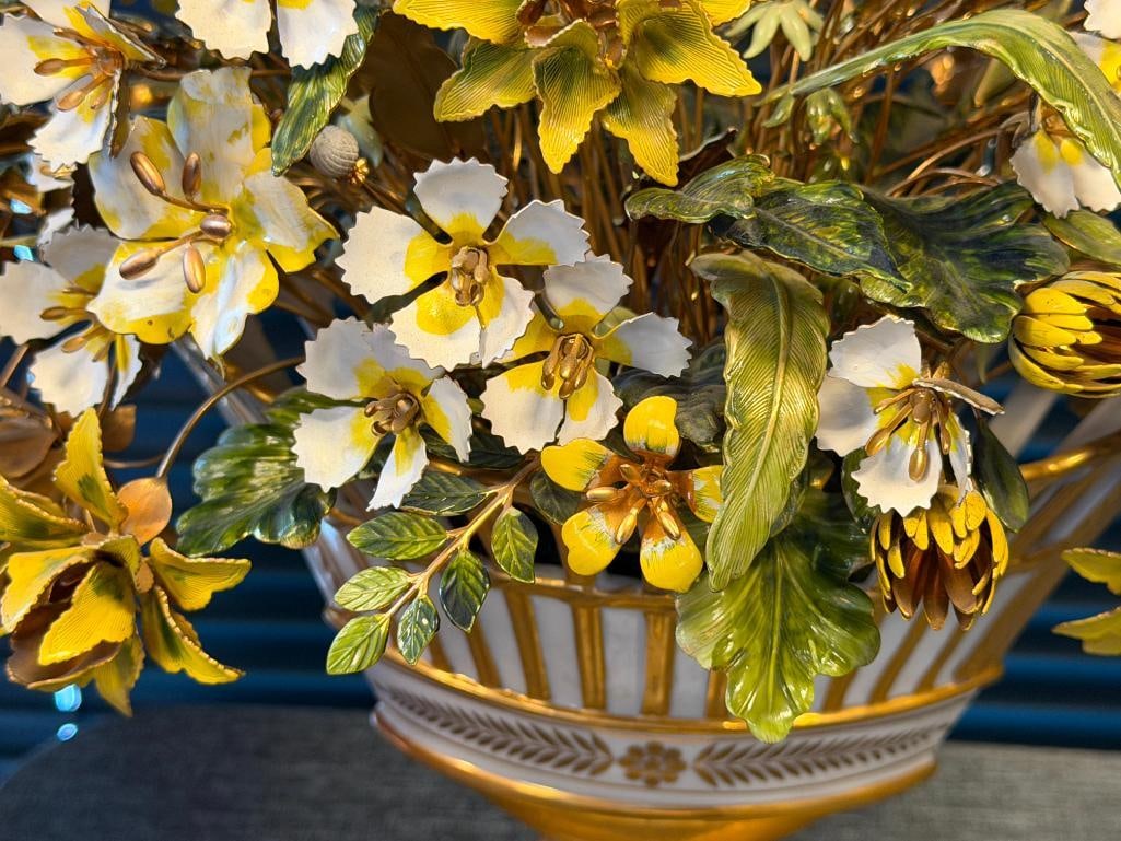 JANE HUTCHENSEN FOR GORHAM CO. FLEURS DES SIECLES FLORAL SCULPTURE ENAMELED FLOWERS CACHEPOT VASE - 3