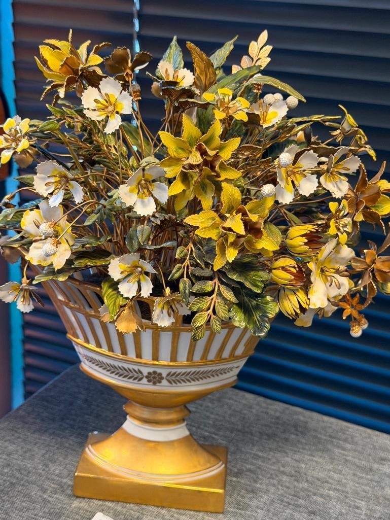 JANE HUTCHENSEN FOR GORHAM CO. FLEURS DES SIECLES FLORAL SCULPTURE ENAMELED FLOWERS CACHEPOT VASE - 8