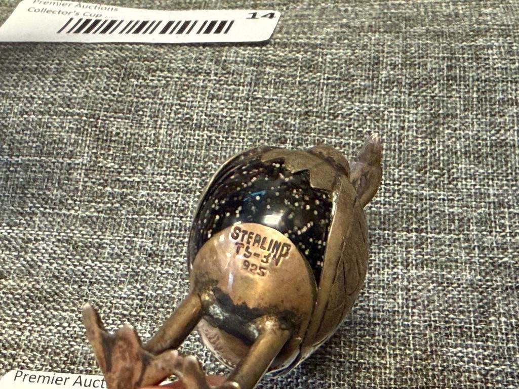 VINTAGE MEXICO STERLING SILVER OSTRICH FIGURINES WITH POLISHED STONE BODIES - 9