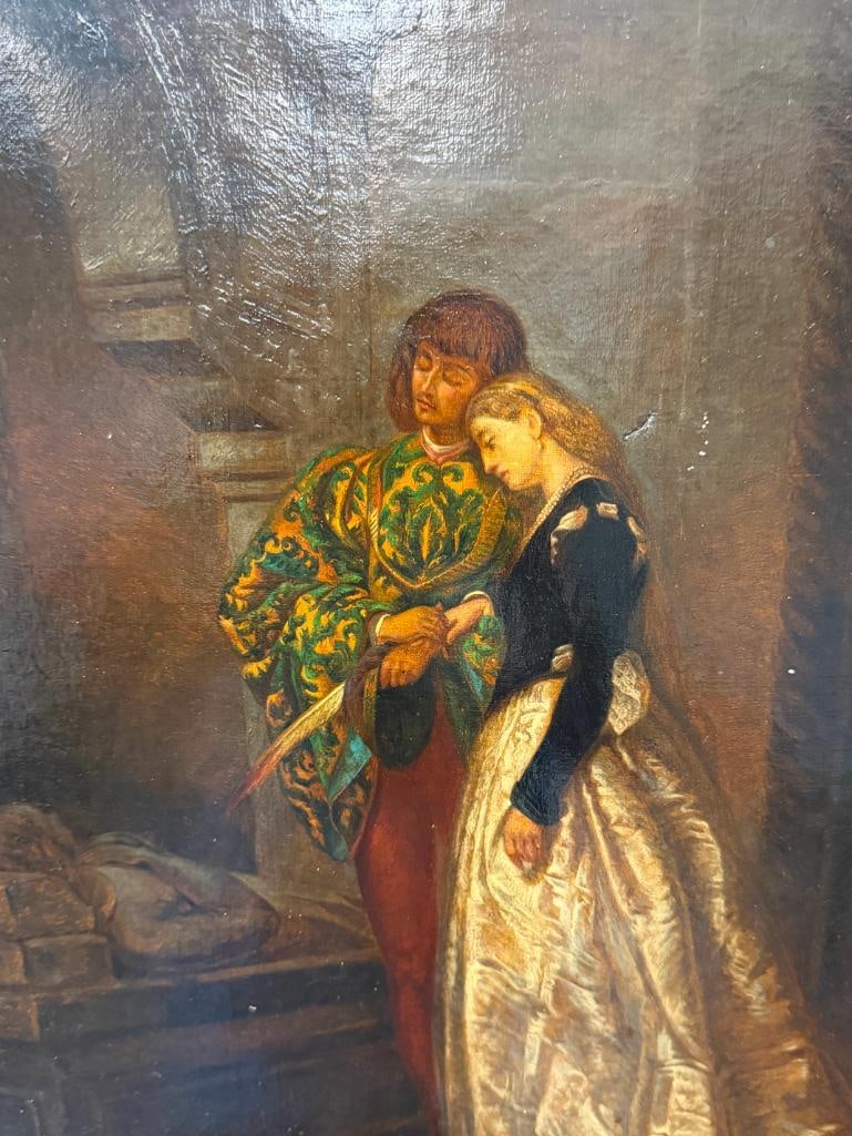 ORIGINAL OIL ON CANVAS PAINTING VISITING THE TOMB OF ROMEO AND JULIET AFTER TRANQUILLO CREMONA - 3