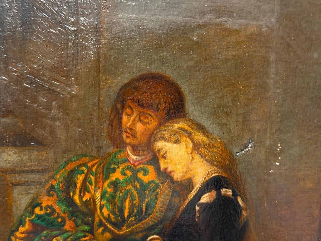 ORIGINAL OIL ON CANVAS PAINTING VISITING THE TOMB OF ROMEO AND JULIET AFTER TRANQUILLO CREMONA - 4