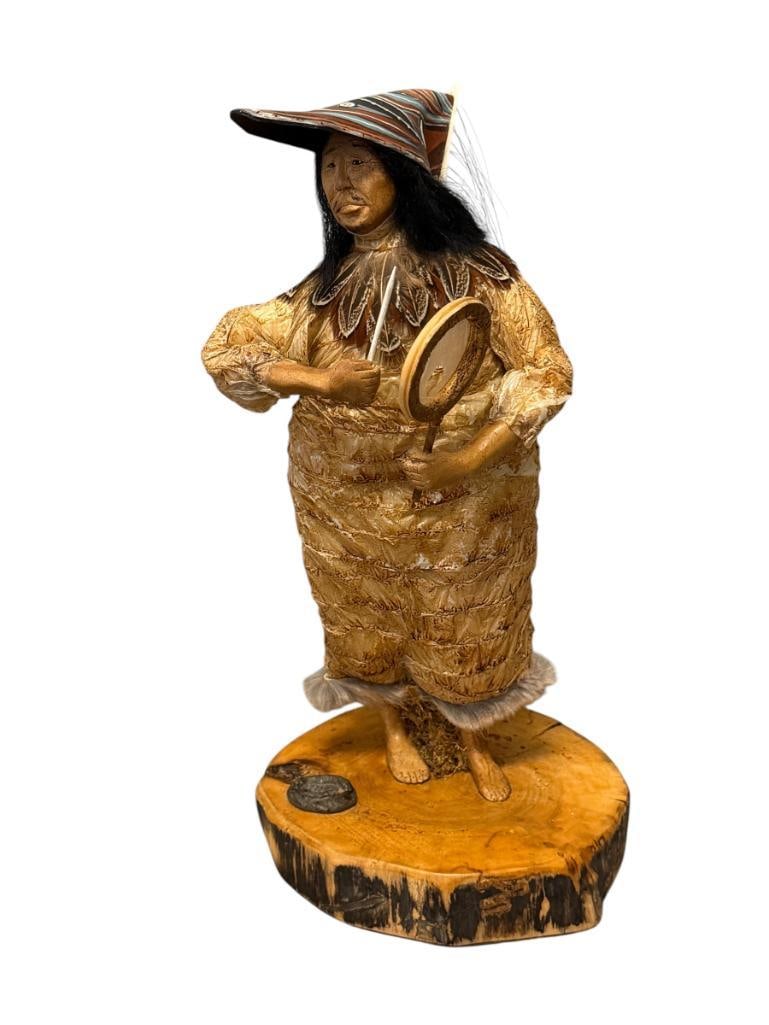 EARLY 21ST CENTURY HAND CRAFTED POTTERY ALEUT PEOPLE FIGURINE BY LINDA DURAN NO. 924 (1 of 9)