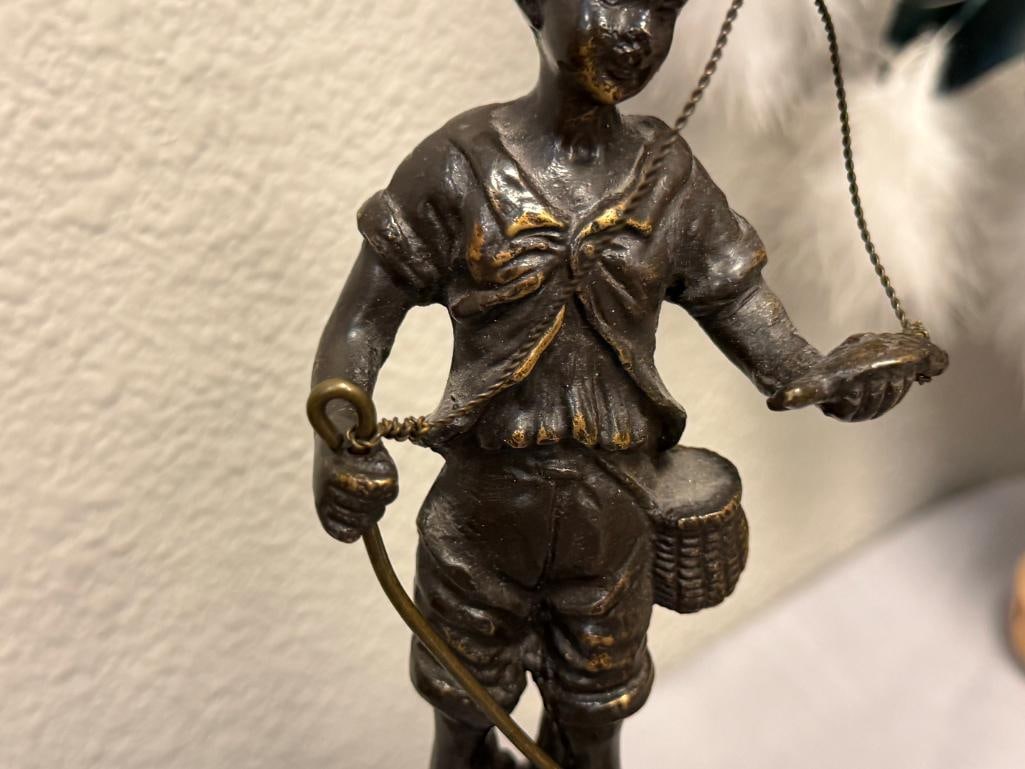 AUGUSTE MOREAU FRENCH ARTIST BRONZE SCULPTURE TITLED JEUNE PECHEUR / YOUNG FISHERMAN - 3