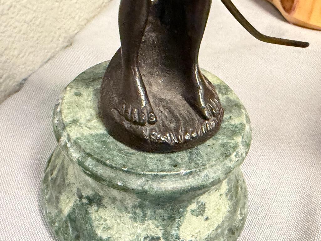 AUGUSTE MOREAU FRENCH ARTIST BRONZE SCULPTURE TITLED JEUNE PECHEUR / YOUNG FISHERMAN - 5