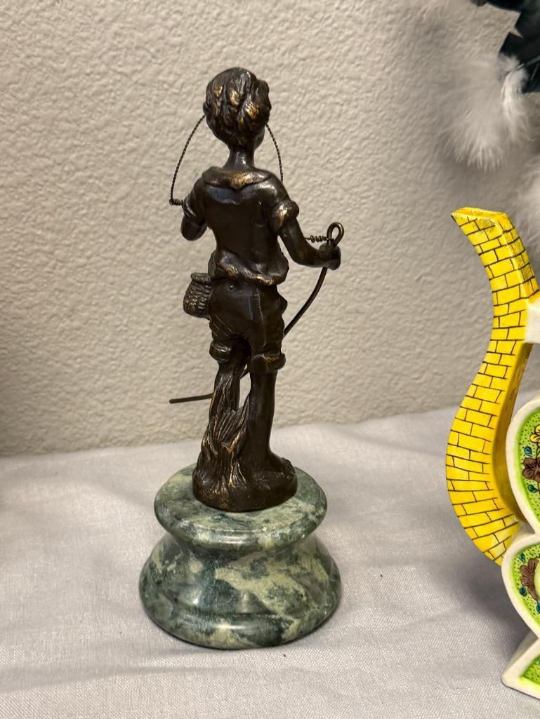AUGUSTE MOREAU FRENCH ARTIST BRONZE SCULPTURE TITLED JEUNE PECHEUR / YOUNG FISHERMAN - 6