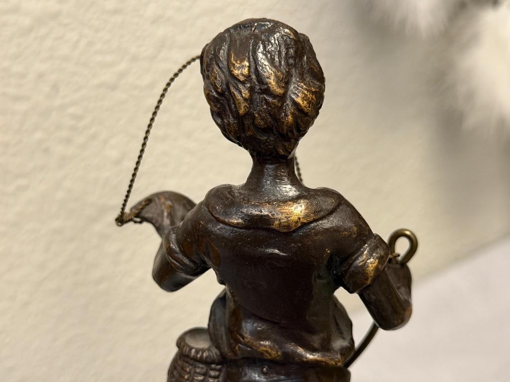 AUGUSTE MOREAU FRENCH ARTIST BRONZE SCULPTURE TITLED JEUNE PECHEUR / YOUNG FISHERMAN - 7