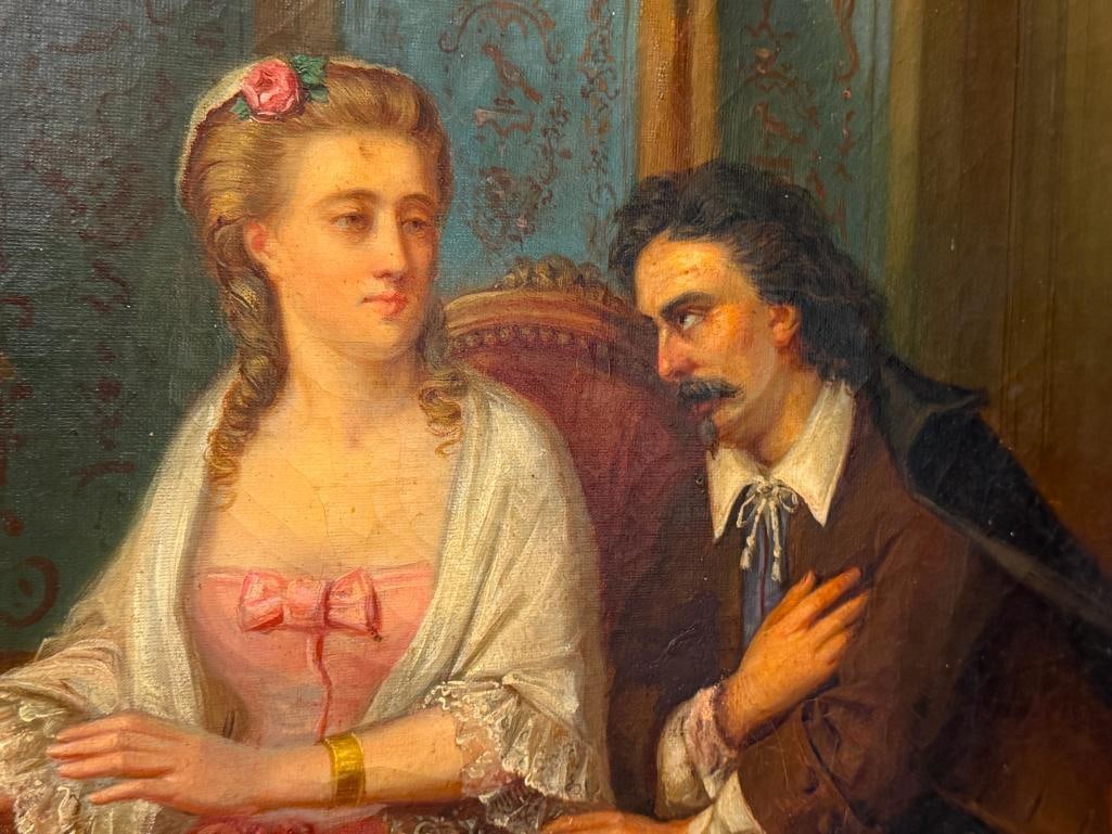 EUGENE PONCET DELPECH 19TH CENTURY ORIGINAL OIL ON CANVAS PAINTING ROMANTIC SCENE DATED 1868 - 3
