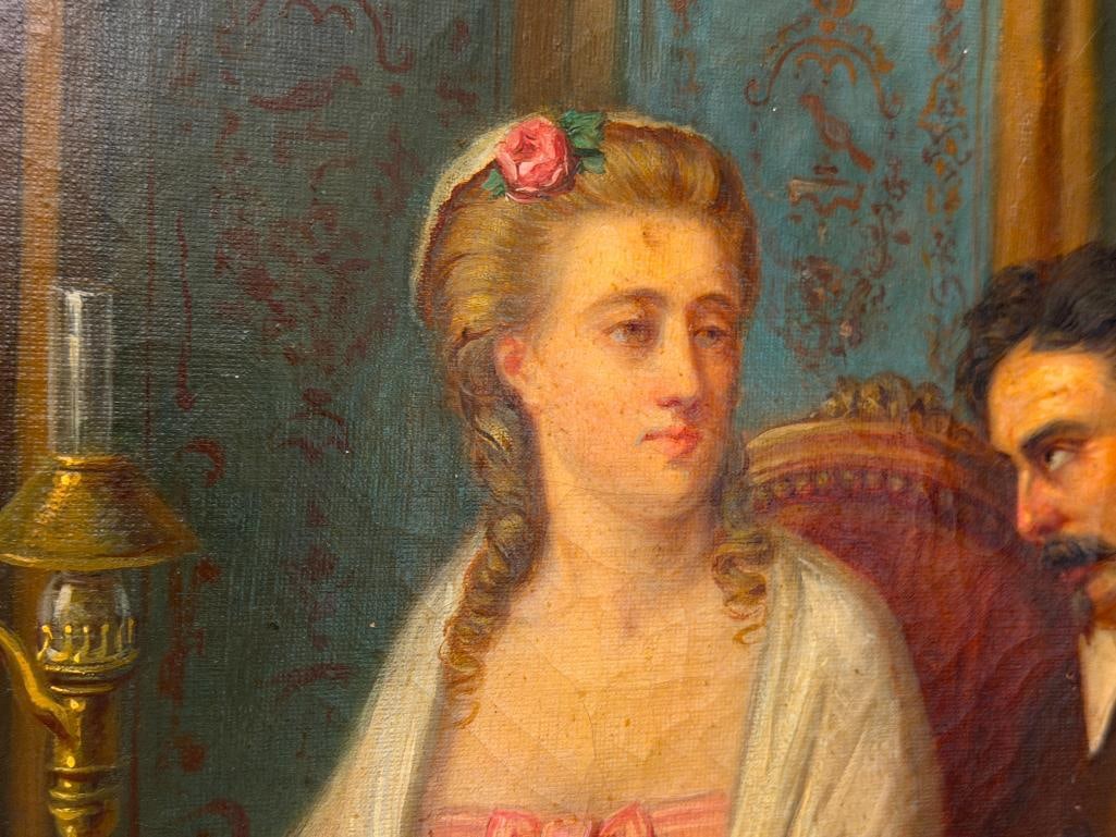 EUGENE PONCET DELPECH 19TH CENTURY ORIGINAL OIL ON CANVAS PAINTING ROMANTIC SCENE DATED 1868 - 4