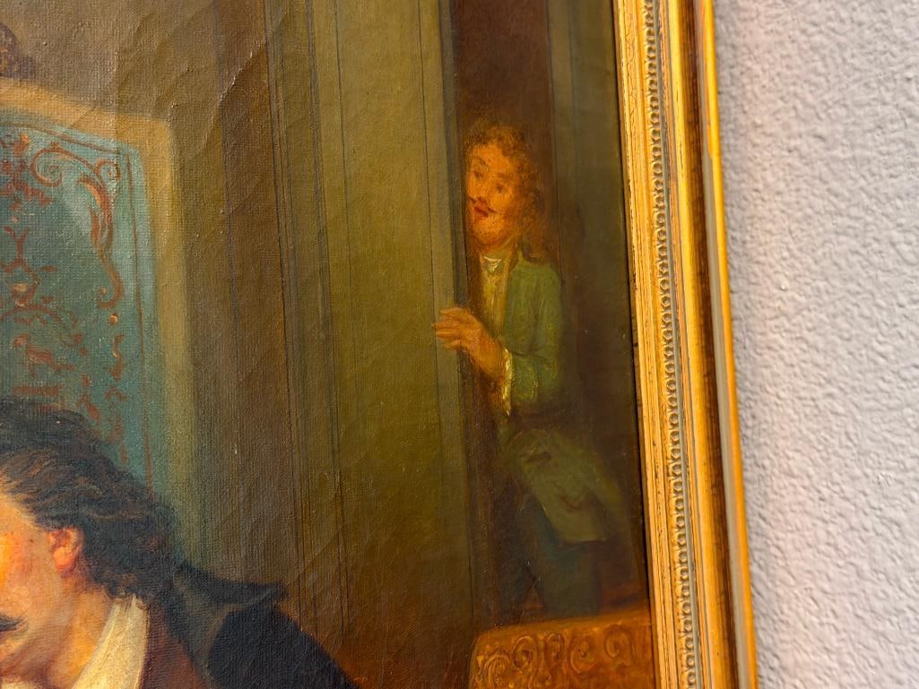 EUGENE PONCET DELPECH 19TH CENTURY ORIGINAL OIL ON CANVAS PAINTING ROMANTIC SCENE DATED 1868 - 6