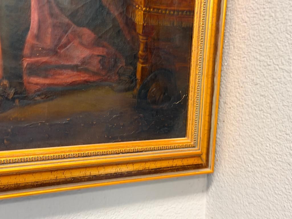 EUGENE PONCET DELPECH 19TH CENTURY ORIGINAL OIL ON CANVAS PAINTING ROMANTIC SCENE DATED 1868 - 7
