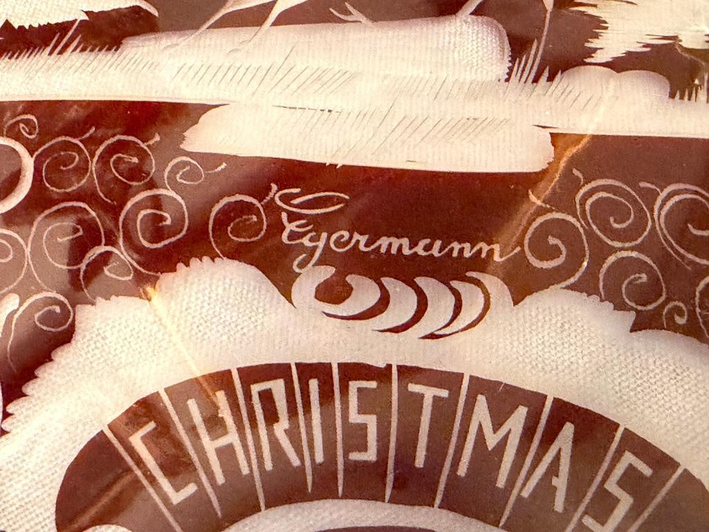CZECH BOHEMIAN EGERMANN RUBY RED CUT TO CLEAR CRYSTAL HOLIDAY / CHRISTMAS PLATE 1973 - 8