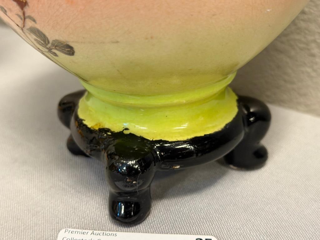 20TH CENTURY JAPANESE SATSUMA VASE WITH MORIAGE RAISED DECORATION FLORAL / CHRYSANTHEMUM MOTIF - 6