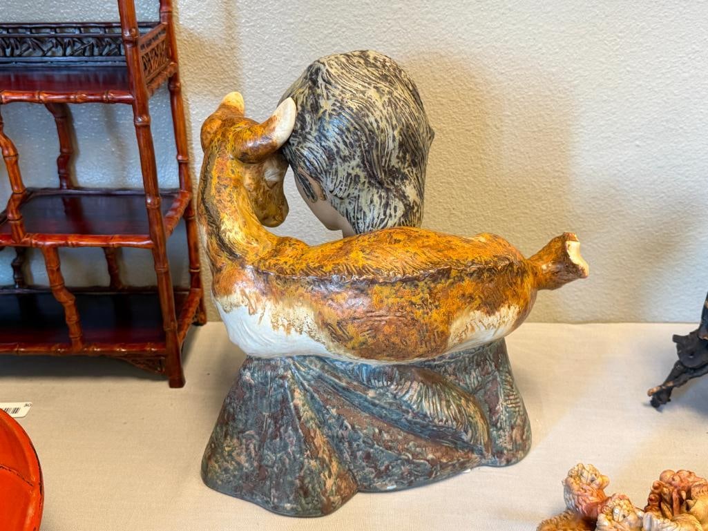 LLADRO FINE PORCELAIN BUST FIGURE BOY WITH GOAT #01012009 STONEWARE FINISH DESIGNED BY JUAN HUERTA - 6