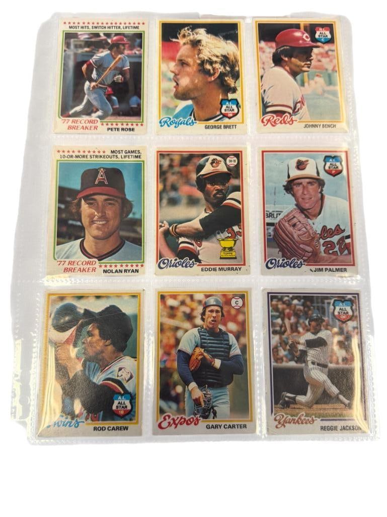 1978 TOPPS BASEBALL CARDS HALL OF FAMERS NOLAN RYAN, ROD CAREW, JOHNNY BENCH, REGGIE JACKSON (1 of 10)