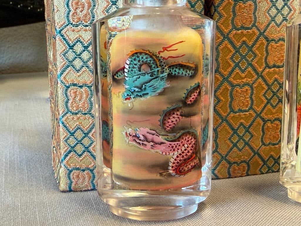 20TH CENTURY REVERSE PAINTED GLASS CHINESE SNUFF BOTTLES - 7