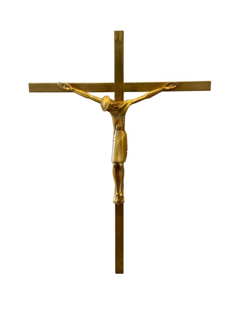 JEAN LABERT-RUCKI POLISH AVANT GARDE SCULPTOR AND PAINTER BRASS MODERNIST CRUCIFIX (1 of 7)
