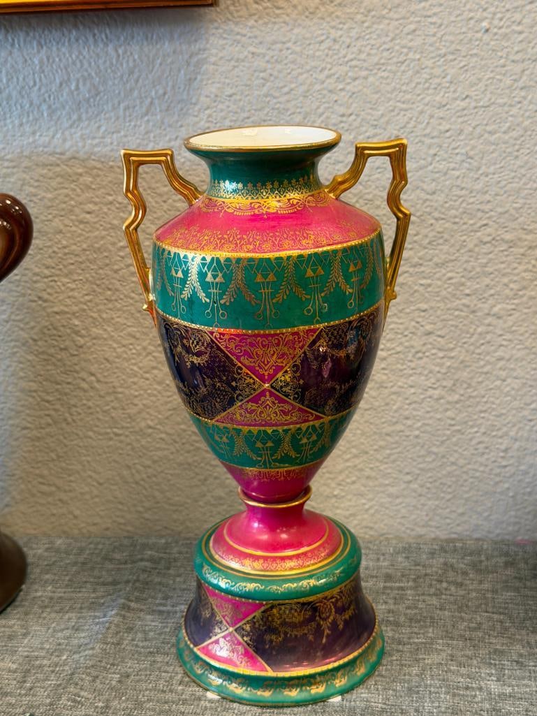 ANTIQUE AUSTRIAN ROYAL VIENNA PORCELAIN SCENIC ART DECO LIDDED URN - 6