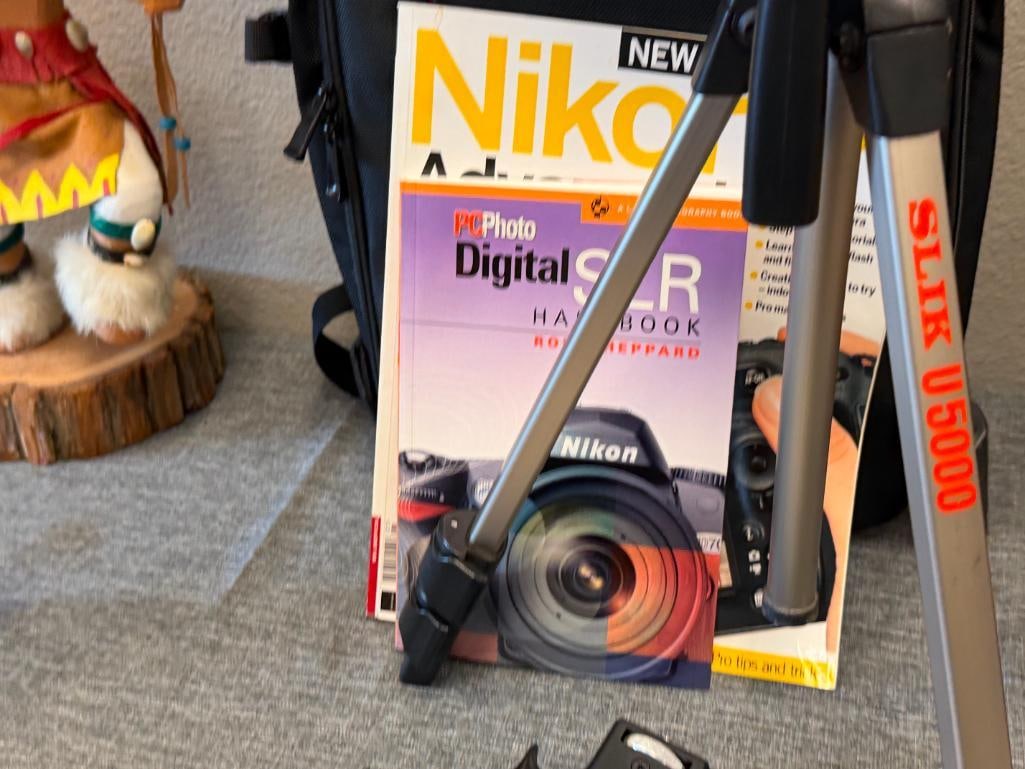 SLIK U5000 CAMERA TRIPOD, BESCHOI CAMERA PACK, AND PISTOL GRIP HANDLE - 4