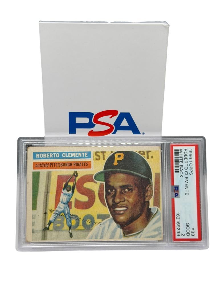 1956 TOPPS #33 ROBERTO CLEMENTE WHITE BACK BASEBALL CARD PSA GRADED GOOD 2 (1 of 10)