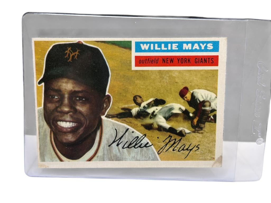 1956 TOPPS #130 WILLIE MAYS BASEBALL CARD GRAY BACK (1 of 10)