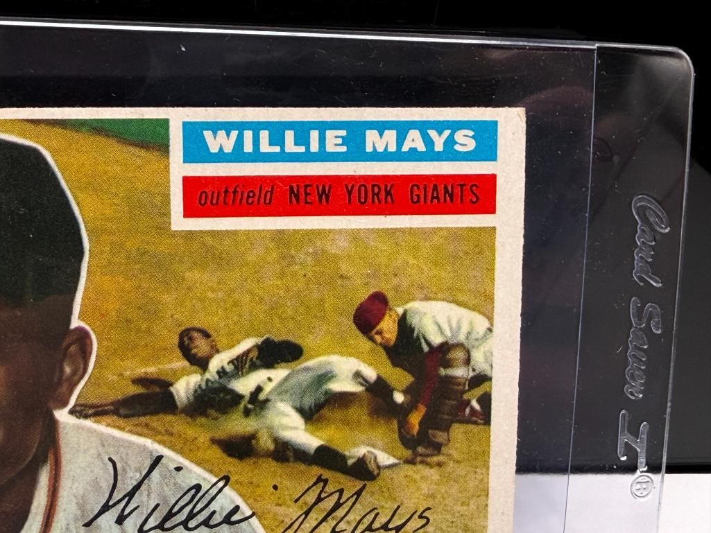 1956 TOPPS #130 WILLIE MAYS BASEBALL CARD GRAY BACK - 3
